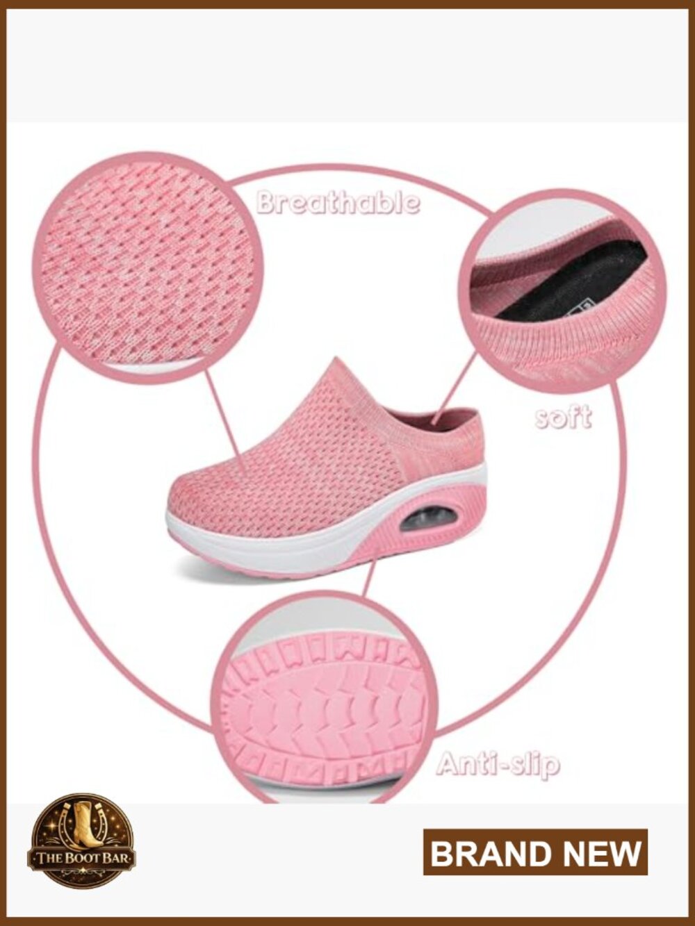 Women's Mule Clogs Platform Knit Comfort Arch Support Air Cushion Slip On - Picture 5 of 7